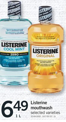 Fortinos Listerine mouthwash, 1 l offer