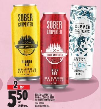 Metro Sober carpenter non-alcoholic beer or clever mocktails offer