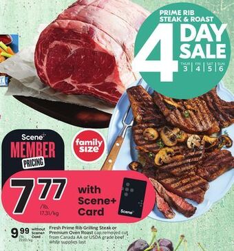 Sobeys Fresh prime rib grilling steak or premium oven roast offer