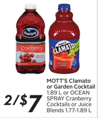 Sobeys Mott's clamato or garden cocktail offer
