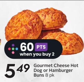 Sobeys Gourmet cheese hot dog or hamburger buns offer