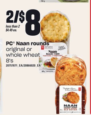 Loblaws Pc® naan rounds, 8's offer