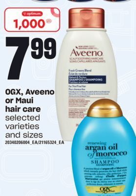 Loblaws Ogx, aveeno or maui hair care offer