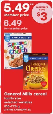Loblaws General mills cereal, 516-778 g offer