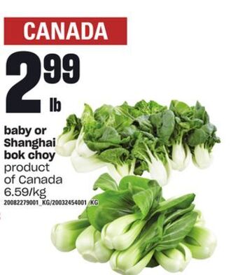 Loblaws Baby or shanghai bok choy offer