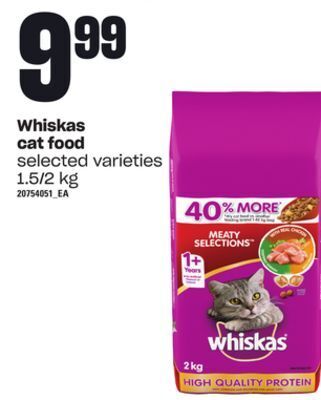 Loblaws Whiskas cat food, 1.5/2 kg offer