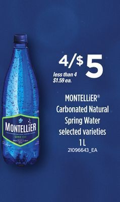 Loblaws Montellier® carbonated natural spring water, 1 l offer