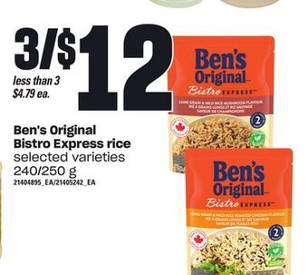 Loblaws Ben's original bistro express rice, 240/250 g offer