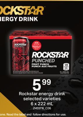 Loblaws Rockstar energy drink, 6 x 222 ml offer
