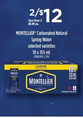 Loblaws Montellier® carbonated natural spring water, 10 x 355 ml offer