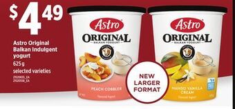Loblaws Astro original balkan indulgent yogurt, 625 g offer