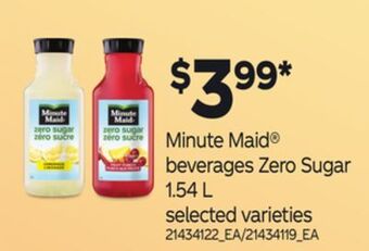 Loblaws Minute maid® beverages zero sugar, 1.54 l offer
