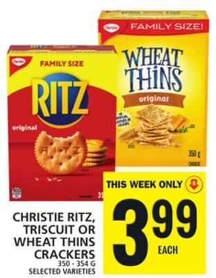 Food Basics Christie ritz, triscuit or wheat thins crackers offer