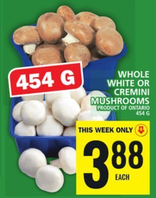 Food Basics Whole white or cremini mushrooms offer