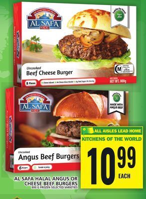 Food Basics Al safa halal angus or cheese beef burgers offer