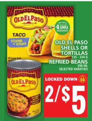 Food Basics Old el paso shells or tortillas refried beans offer