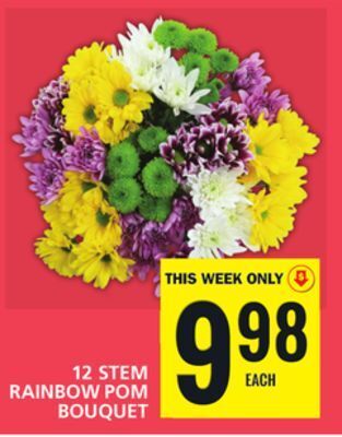 Food Basics 12 stem rainbow pom bouquet offer