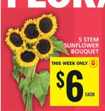 Food Basics 5 stem sunflower bouquet offer