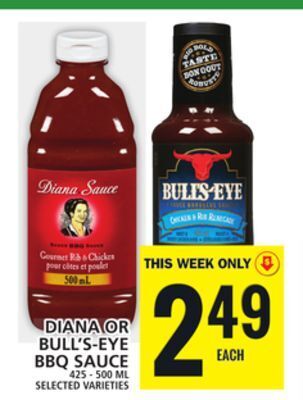 Food Basics Diana or bull's-eye bbq sauce offer