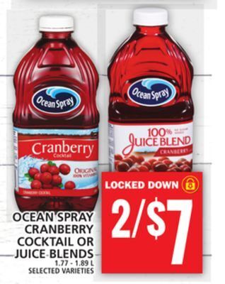 Food Basics Ocean spray cranberry cocktail or juice blends offer