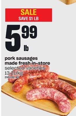 Independent Grocer Pork sausages made fresh in-store offer