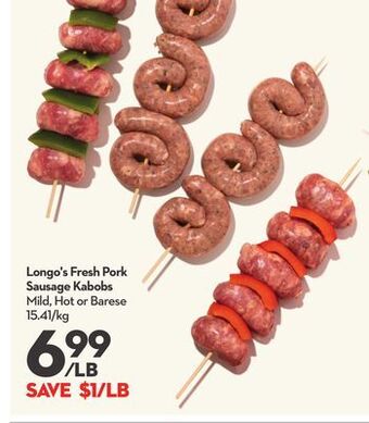 Longo's Longo's fresh pork sausage kabobs offer