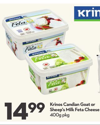 Longo's Krinos candian goat or sheep's milk feta cheese offer