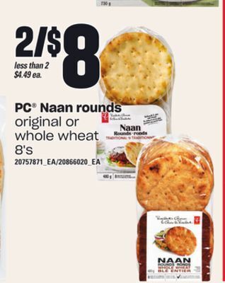 Independent Grocer Pc® naan rounds, 8's offer