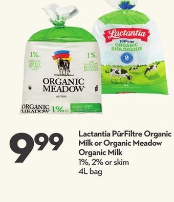 Longo's Lactantia pūrfiltre organic milk offer