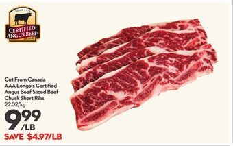 Longo's Cut from canada aaa longo's certified angus beef sliced beef chuck short ribs offer