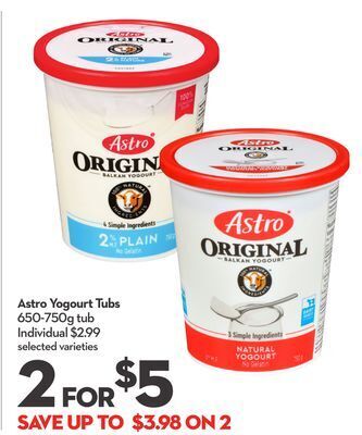 Longo's Astro yogourt tubs offer