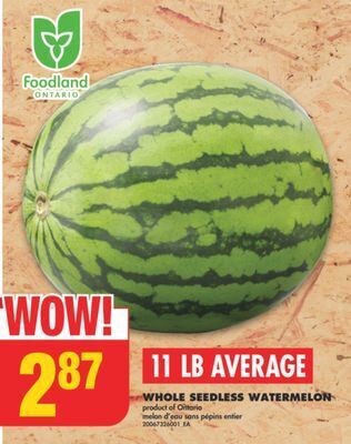 No Frills Whole seedless watermelon, 11 lb average offer