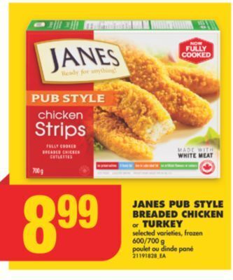 No Frills Janes pub style breaded chicken or turkey, 600/700 g offer