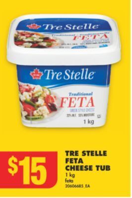 No Frills Tre stelle feta cheese tub, 1 kg offer