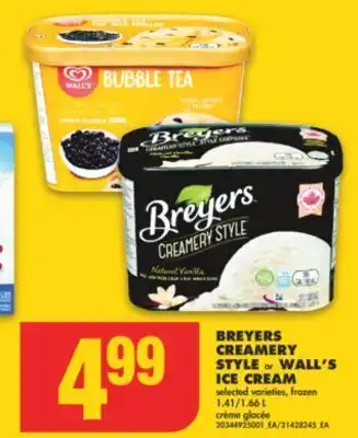 No Frills Breyers creamery style or wall's ice cream, 1.41/1.66 l offer