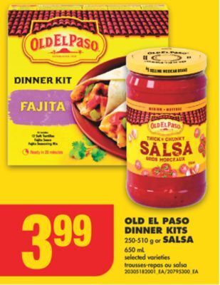 No Frills Old el paso dinner kits, 250-510 g or salsa, 650 ml offer