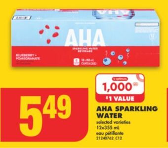 No Frills Aha sparkling water, 12x355 ml offer