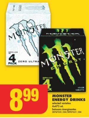 No Frills Monster energy drinks, 4x473 ml offer