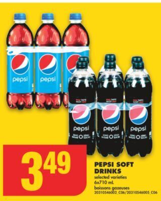 No Frills Pepsi soft drinks, 6x710 ml offer