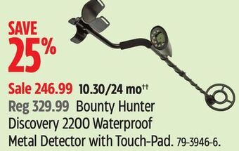 Canadian Tire Bounty hunter discovery 2200 waterproof metal detector with touch-pad offer