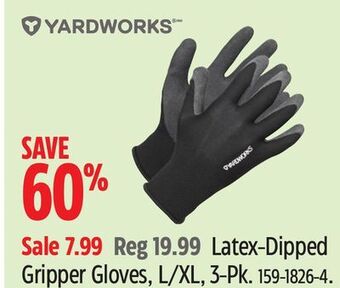 Canadian Tire Yardworks latex-dipped gripper gloves, l/xl, 3-pk offer