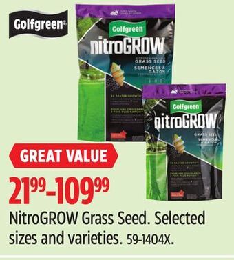 Canadian Tire Golfgreen nitrogrow grass seed offer
