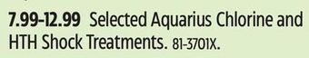 Canadian Tire Selected aquarius chlorine and hth shock treatments offer