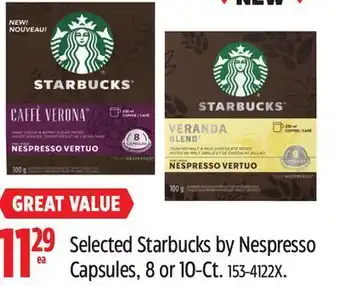 Canadian Tire Starbucks selected starbucks by nespresso capsules, 8 or 10-ct offer