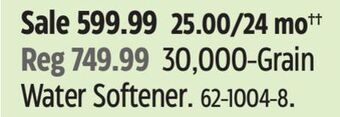 Canadian Tire Whirlpool 30,000-grain water softener offer