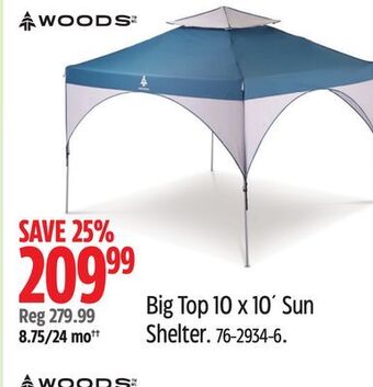 Canadian Tire Woods big top 10 x 10' sun shelter offer