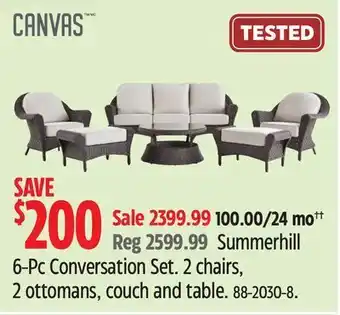 Canadian Tire Canvas summerhill 6-pc conversation set offer