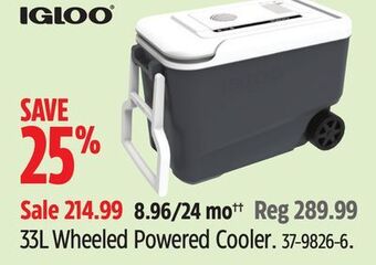 Canadian Tire 33 l wheeled powered cooler offer
