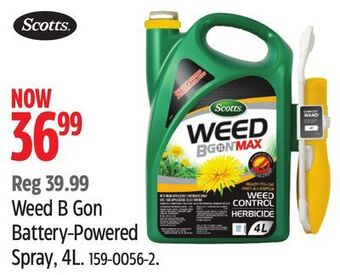 Canadian Tire Scotts weed b gon battery-powered spray, 4l offer