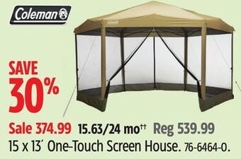 Canadian Tire Coleman 15 x 13´ one-touch screen house offer